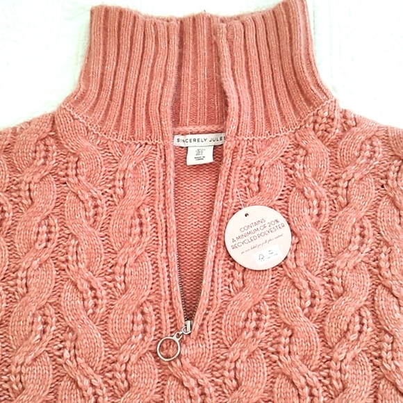 Sincerely Jules Soft Cable Knit 1/4 Zip Front Mock Neck Sweater/ Size L (NWT) - Picture 6 of 10